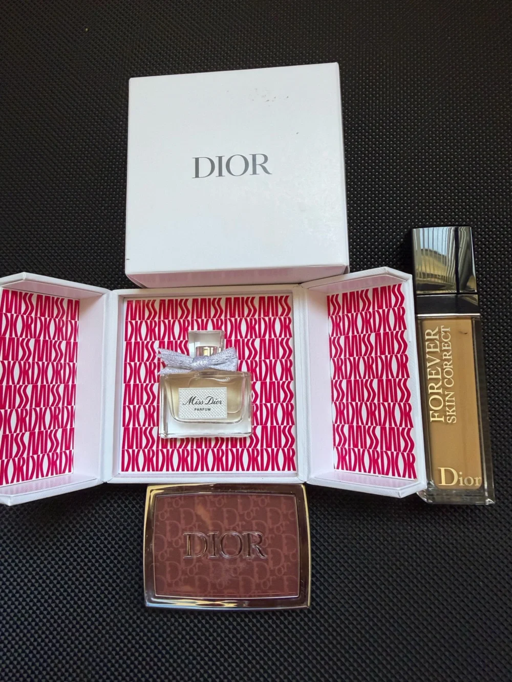 Dior Miss Dior Gift Set with Pink Patterned Box and White Accents